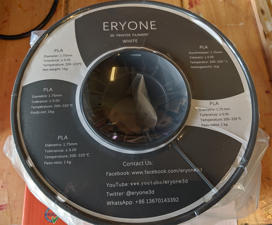 ERYONE PLA Filament 1.75mm 1kg White • ItsLitho